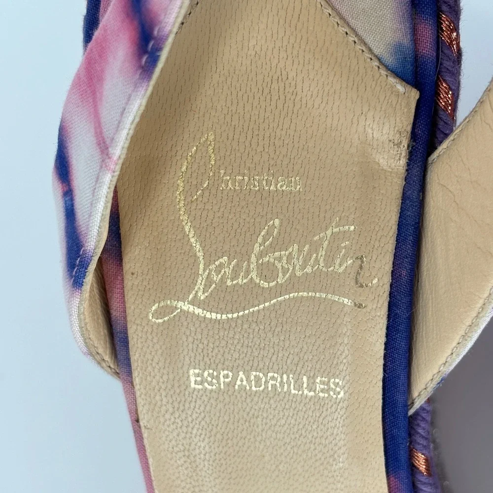 Christian Louboutin Duplice Tie-Dye Wedge Sandals Pink Women Size 36 Espadrille